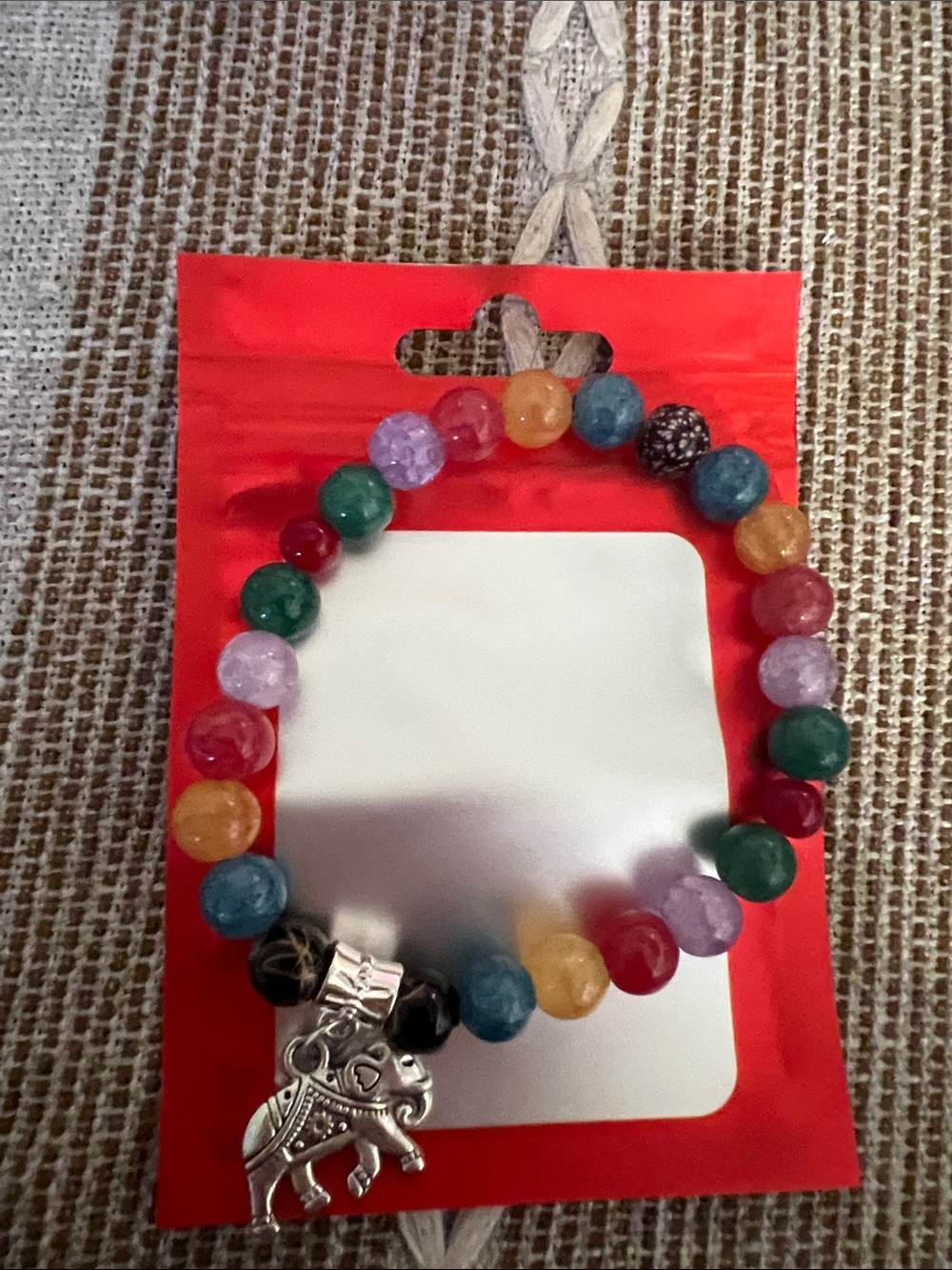 Glass Bead Bracelet w/Elephant Charm